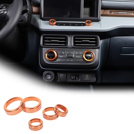 JONKOKO Aluminum Alloy Car Interior Decorations Audio Volume Control Knob for Ford Maverick 2022 Air Conditioning Knobs Trim Accessories (Orange)