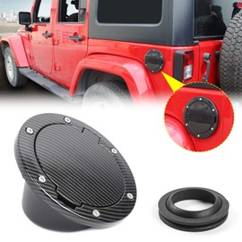 JeCar - Cubierta para puerta de combustible de aleación de aluminio para Jeep Wrangler JK 2007 – 2018 y textura de fibra de carbono