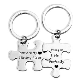 Matching Couples Keychain for Boyfriend Girlfriend Birthday Anniversary Christmas Gifts for Husband Wife Couple Puzzle Keychain You Are My Missing Piece Keychain for Valentines Day Gift for Him Her