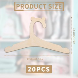 svpfuo Pack of 20 Baby Clothes Hangers Wood Colour Baby Doll Clothes Hangers Boxwood Originality Children's Clothes Hangers Suitable for Children's Clothes, Baby Clothes and Children's Dolls