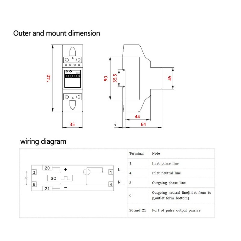 220V Digital 1 Phase 2 Wire Conta Chilowatt Conta Kw