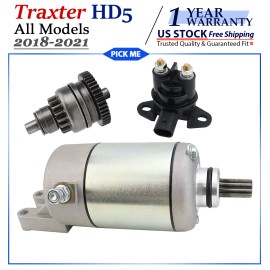 Motorsupermarkets Starter Motor for Can-Am Traxter HD5 All Models 2018-2021  With Bendix & Relay