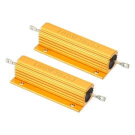 PATIKIL 100W 30 Ohm Aluminum Shell Resistor 2pcs Aluminum Housing Resistor Cased Wire Wound Resistor Screw Tap Power Resistor Golden