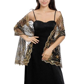 Ralcosuss Women’s Sequins Glitter Moon Star Pashmina Scarf Shawl and Wrap for Evening Party Dresses Wedding Bride Bridal Gifts