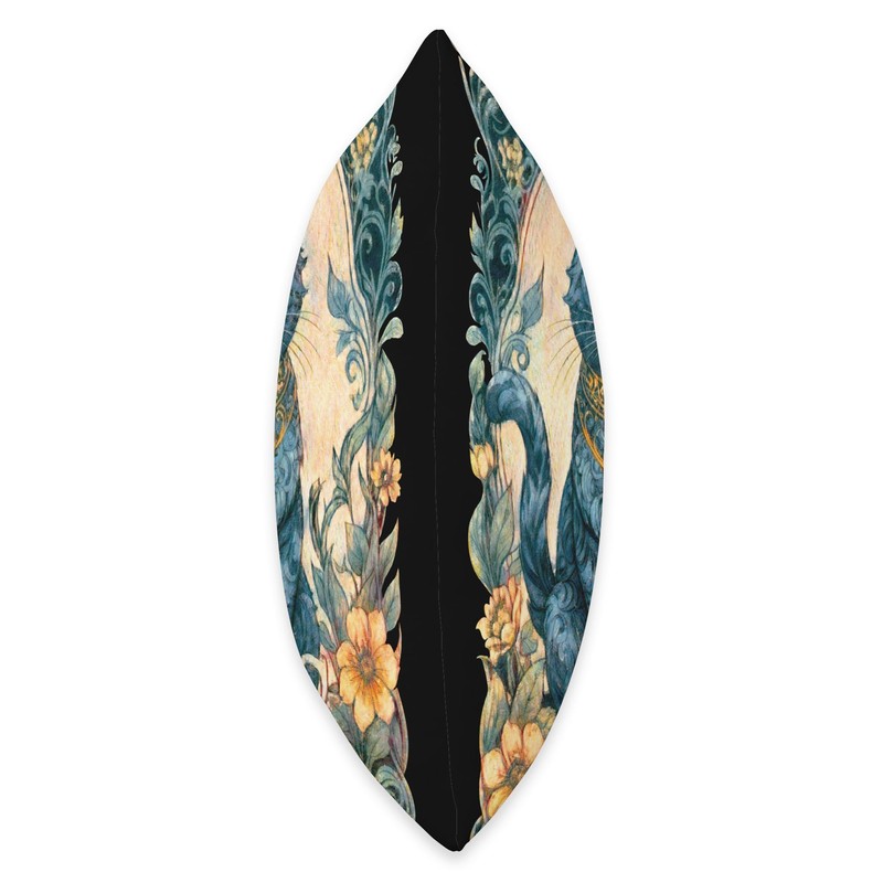 Elegant Vintage Cat with Tea Cup Throw Pillow