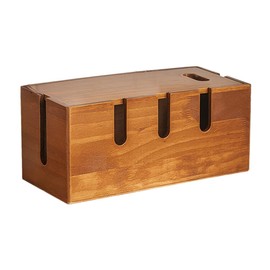 NOLITOY Wooden Cable Management Box Vintage Power Strip Organizer for Desk Cord Hider for Wires Modem and Routers Sturdy Wooden Design for Home and Office