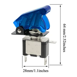 WMYCONGCONG 6pcs 12V 20A Light Emitting Diode Missile Switch Toggle Switch Blue/Red/Green/White/Yellow/Purple On/Off SPST 3 Pole Auto Rocker Switch for Car Auto Truck Boat