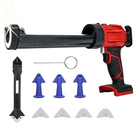 Cordless Caulking Gun for Milwaukee 18V Batteries,No-Drip Caulking Gun with LED Light,10oz/300ml,4-speed Adjustable Caulking Gun,Filling and Sealing Tool for Windows,Doors,Floors and Walls