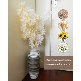 Ceramic Rustic Farmhouse Vase, 12.6” Large Vintage Flower vase for Home Decor, Tall Boho Textured Vases for Living Room, Table, Mantel, Shelf and Centerpieces Decor and Housewarming (B)