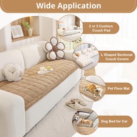 OstepDecor Chair Cover for Dogs, Couch Arm Cover, Sofa Headrest Covers Pet Friendly, Thick Soft Sofa Slipcovers Cushion Protector for Recliner Loveseat Leather L Shaped Sofa (27.6" x 27.6", Khaki)