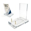 Clear Display Stand with Adjustable Gold-Toned Pegs, Picture Stands for