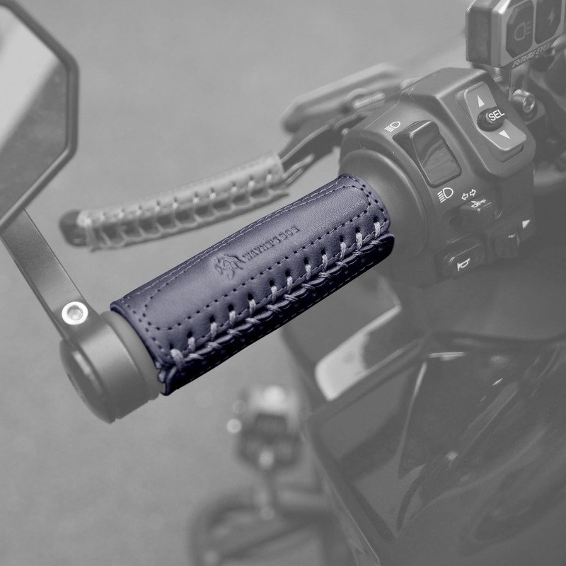 Leather Motorcycle Handlebar Grip Covers for HD Motorcycles - No