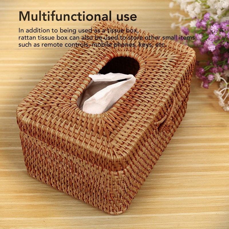 Rectangular Rattan Tissue Box Cover Rattan Woven Tissue Box Holder