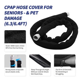 CPAP Hose Cover Compatible with ResMed AirSense 11 & 10 Tubing – 6.3/6.4FT CPAP Tube Cover for Heated Tubes, Fits ClimateLineAir 11 / Slimline Tubing(6.4FT)