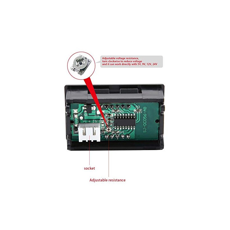 Volt?metro Digital Led 0,56 Pulgadas con Protecci?n Inversa Dc 0-100