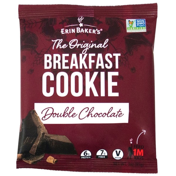 Erin Baker's Breakfast Cookies, Double Chocolate, Whole Grain, Non-GMO, 3 Ounce (Pack of 12)