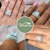 Wuziwen 4 Carat Emerald Cut Sterling Silver Engagement Rings Wedding