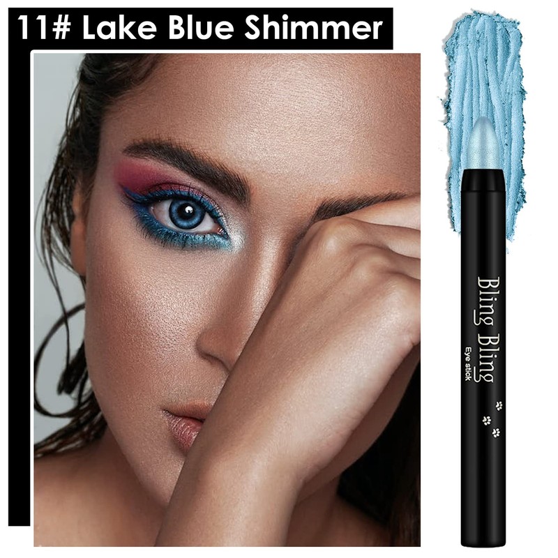 Eyeshadow Pen, Shimmer Lake Blue Eyeshadow Stick, Highly Pigmented Eye