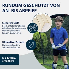 HUDORA Goalkeeper Gloves - Padded Football Goalkeeper Gloves for Children and Teenagers in Size M - Foam Back - Football Gloves with Velcro Fastening - Grey