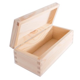 Oblong Rectangular Wooden Box with Lid | 23 x 10 x 8 cm | Unpainted & Untreated Plain Decorative Pine for Craft Decoupage | Trinket Memory Keepsake Storage Box