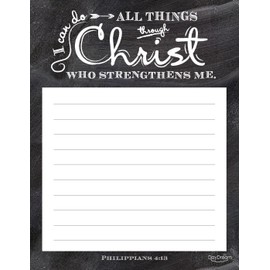 Chalkboard Christian Inspirational Notepad / Philippians 4:13 Bible Verse / 4 Religious Notepads