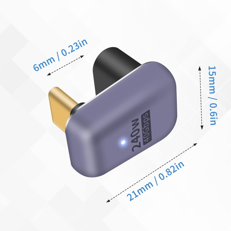 Poyiccot 180 Degree USB C Adapter 240W, 2-Pack U Shape