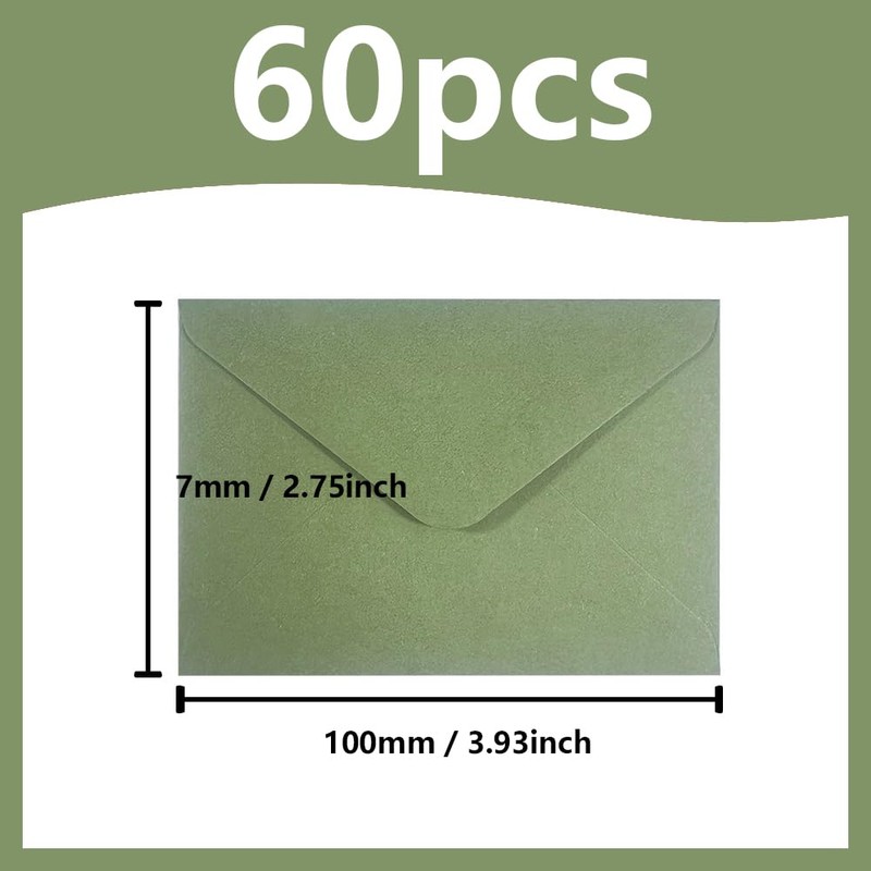 CZAKOMIX 60 Sheets Green Envelopes Elegant Wedding Envelopes Suitable for