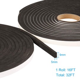 2 Rolls Foam Seal Tape for Door Window Insulation, Soundproof and Shockproof Foam Adhensive Strip, 3/8"Wx3/16"T Single Sided Foam Tape, Cold Air and Draft Closed Cell Seal Strip,Total 32FT