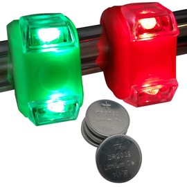 Bright Eyes Portable Marine LED Navigation Safety Bow Lights for Kayak Canoe Dinghy or Yacht | Red and Green | Silicone Rubber Battery Powered and Water-Resistant