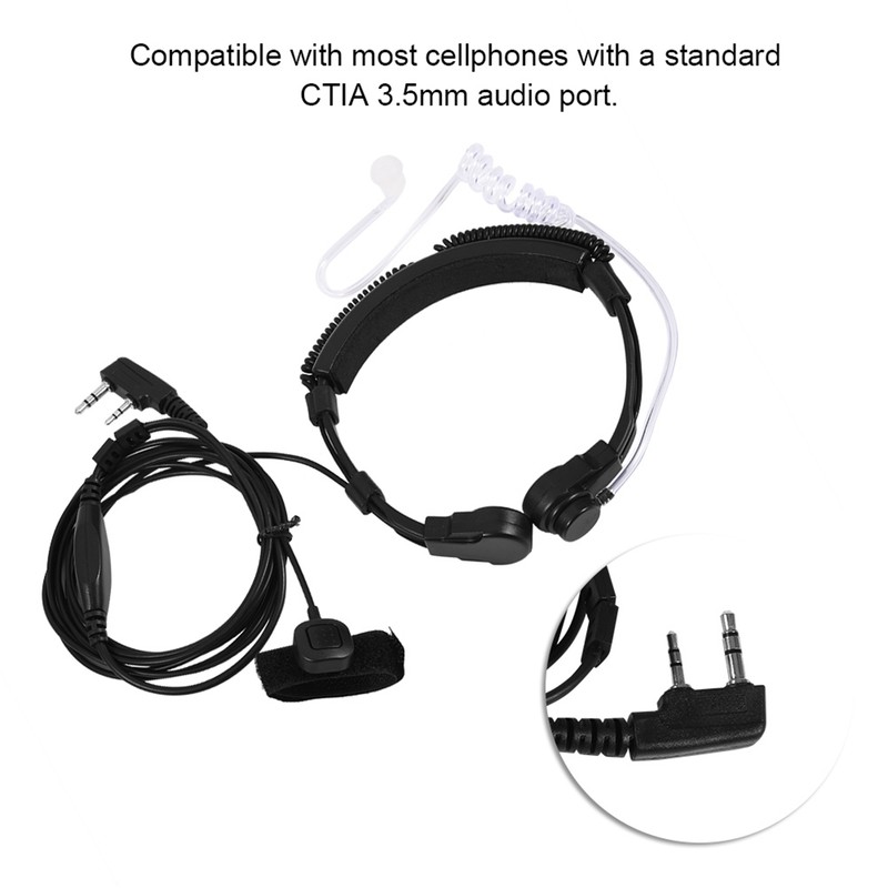 Throat Mic Headset Acoustic Tube Earpiece PTT for Baofeng UV5R