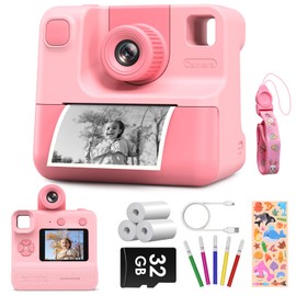 LETSHAHA Kids Camera Instant Print, Christmas Birthday Gifts for Toddle Girls Boys Age 3-12, 24MP & 1080P Selfie Digital Camera with 3 Roll no-Ink Print Paper 32G SD Card