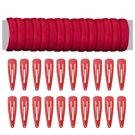 50 Piece Red Hairbands with 30 Piece Red Hairpins, Wsimily Hair Accessories Snap Clips Elastics Bobbles Hair Ties Bands for Ponytails, Elastic Rubber Bands Ponytail Holders for Childs Girls Women
