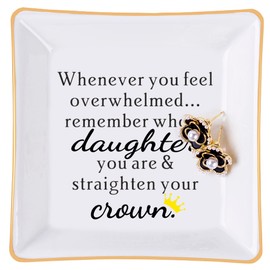 Piudee Daughter Gift from Mom, Gifts for Daughter Ring Dish - When You Feel Overwhelmed...Straighten Your Crown, Christmas Birthday Gift for Daughter Adult Valentines Wedding Mothers' Day Gifts