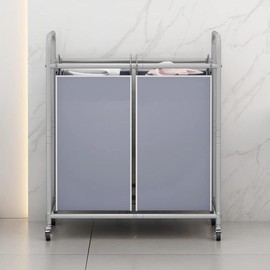 2 Bag 3 Bag 4 Bag Laundry Basket Sorter Laundry Hamper Cart with Heavy Duty Rolling Lockable Wheels and Removable Bags Organiser BlackFriday:_2 Bag Grey