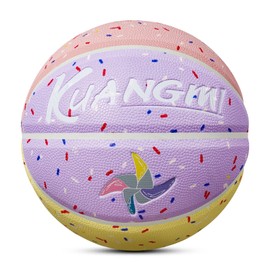 Kuangmi - Balón de baloncesto infantil tamaño 5 para niños pequeños, niños y niñas, interiores y exteriores, multicolor