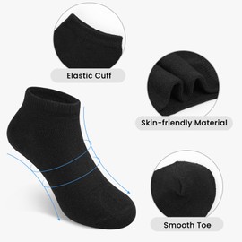 Auranso 12 Pairs Boy Athletic Ankle Socks Girl Low Cut Sock Black 6-8 Years