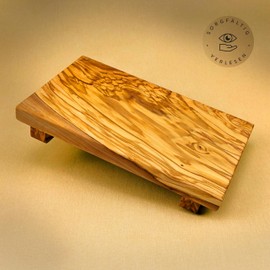 DAS OLIVENHOLZBRETT®, Olive Wood Sushi Board Dimensions 25 cm x 15 cm x 4 cm Including 1 Pair of Sticks
