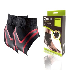 MAXFIT PAR Tobilleras De Compresión, Protección Tobillos, Deportiva Ortopédica, Tobilleras Gym, Para Basquetbol, Tobilleras Para Esguince, Talon de Aquiles Tobillera Para Mujeres Y Hombres, Mod HH002 (Rojo, Small)