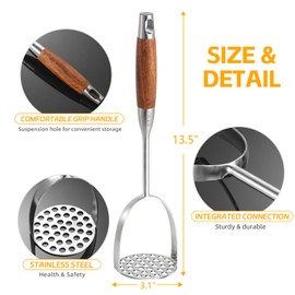 Potatoe Masher Stainless Steel - Heavy Duty Potato Mashed, Professional Integrated Masher for Avocado, Potatoes, Beans, Meat, Vegetables