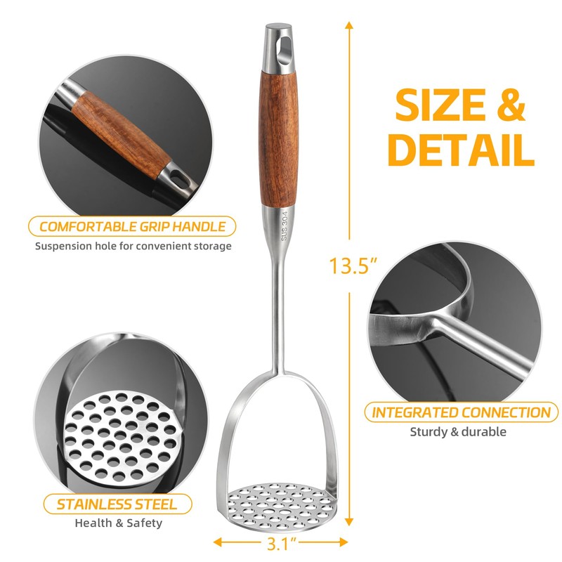 Potatoe Masher Stainless Steel - Heavy Duty Potato Mashed, Professional