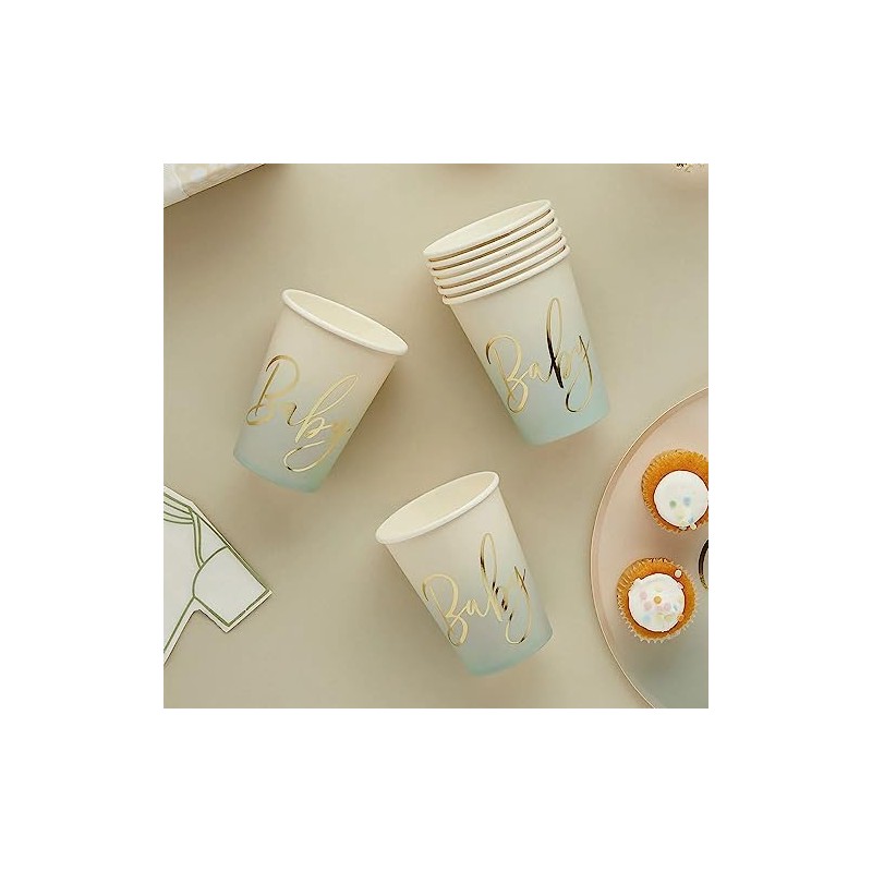 8 Sage Green Baby Cups, Baby Shower Party, Baby Shower,