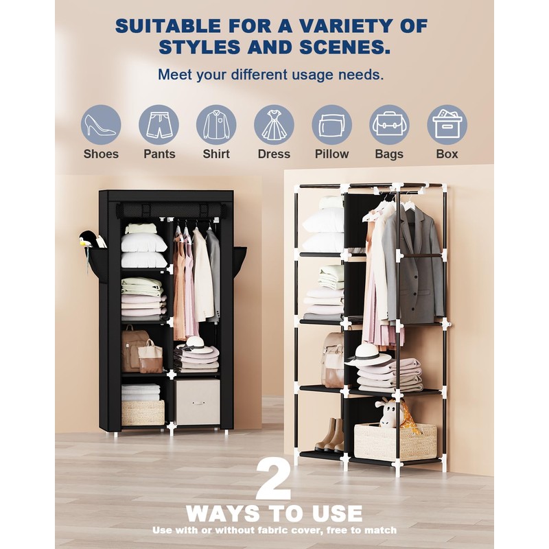 Mavivegue Portable Closet,Wardrobe Closet,Wardrobe,Portable Closets for Hanging Clothes,for Bedroom and