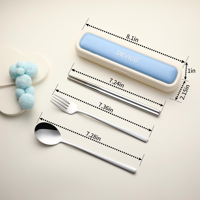 DEVICO Utensils for Lunch Box, Portabl Korean Chopsticks Fork and