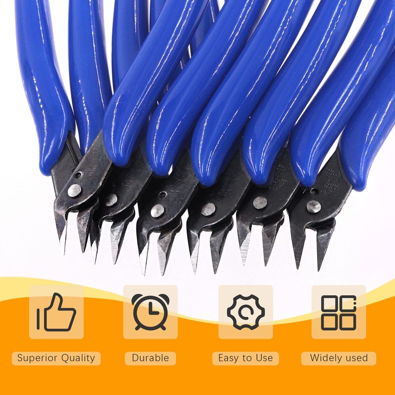 Rustark 6Pcs 5 Inch Micro Wire Flush Cutters, Precision Plastic