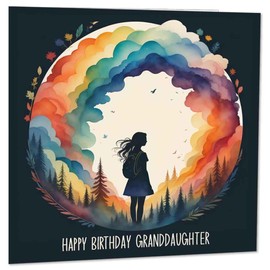 Granddaughter Birthday Card - Happy Birthday Granddaughter - Woodland Rainbow