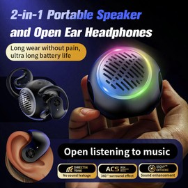 Open Ear Headphones Over The Ear Earbuds Wireless for Kids, Waterproof Small Mini Portable Bluetooth Speaker with Earbuds, OWS Hanging Earphones Air Bone Conduction Headphones 5.4 Bluetooth Headset