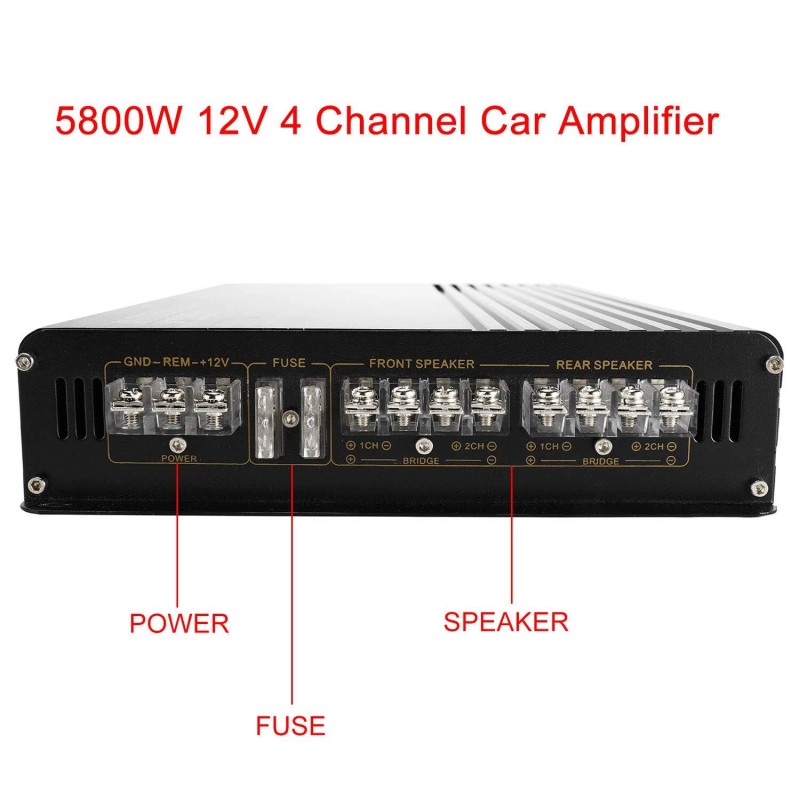 YaeCCC 5800W 4 Channel Car Amplifier 4 Ohms Slim Stereo