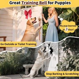 Leather Dog Bells Toilet Training, Dog Doorbell for Door and Puppy Training - Durable Dog Door Bell with Festive Sleigh Bell Sound, Adjustable Length & Antique Gold Bells (Brown Leather)