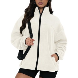 SDNGED Fall Jackets for Women 2024 Women's Zip Up Fleece Jackets Stand Collar Sweatshirts Outerwear Casual Fuzzy Coats with Pockets