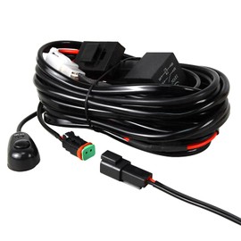 RIGIDON Waterproof Wiring Harness Cable Set Relay Adapter for Car Headlights Work Lights Daytime Running Lights Light Strips DC 12V/40A 18AWG, (Model E for 1 Lamp)
